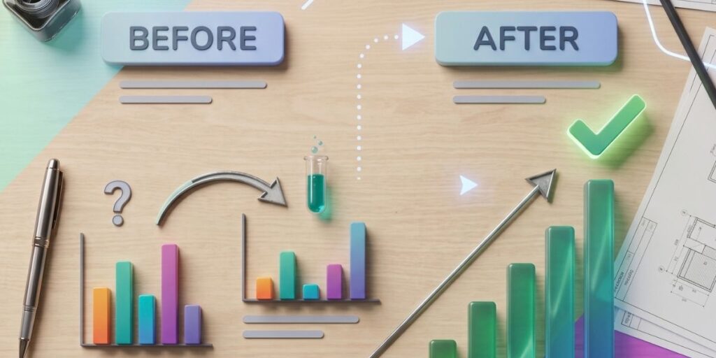 Before and after comparison of keyword cannibalization